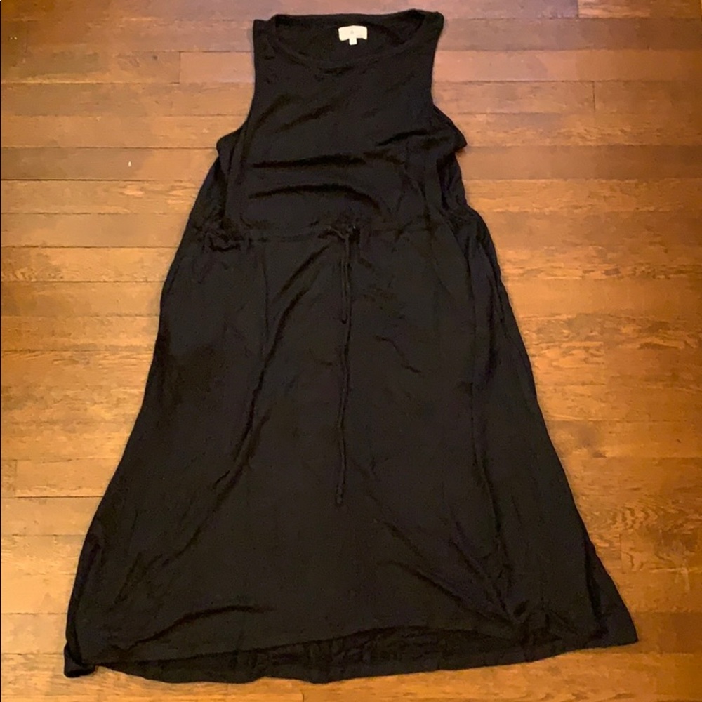 Lou & Grey Drawstring Midi Dress size L Black